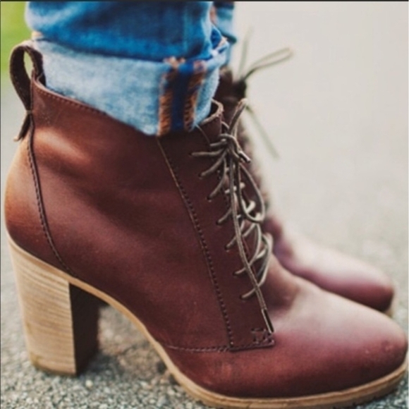 MADEWELL 1937 Winston Prairie Style Cognac Leather Lace-up Heeled Boots Booties - Picture 2 of 16